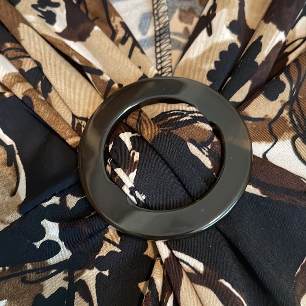 Black and brown knot-front midi dress - Picture 3 of 5